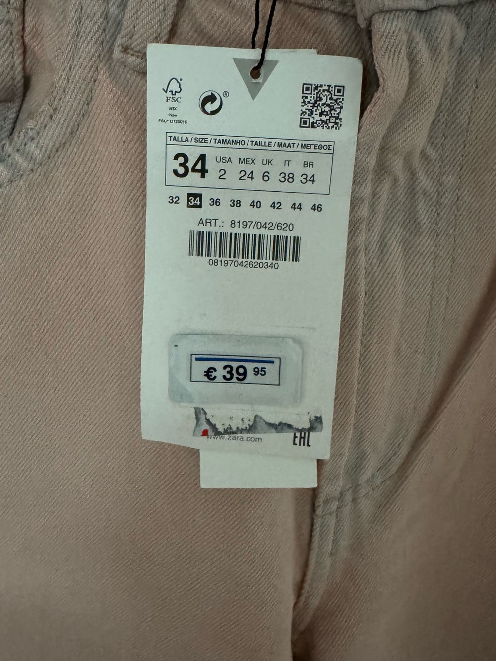 Zara Pastel Pink High-Rise Wide-Leg Jeans - Picture 9 of 9